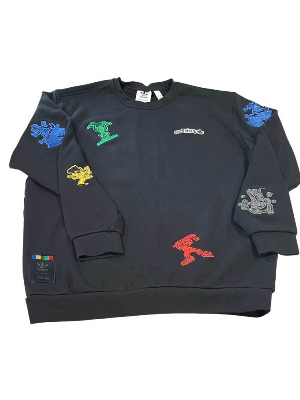 Adidas Disney Mens Goofy Graphic Sweatshirt L Black Cotton Casual Streetwear Y2K